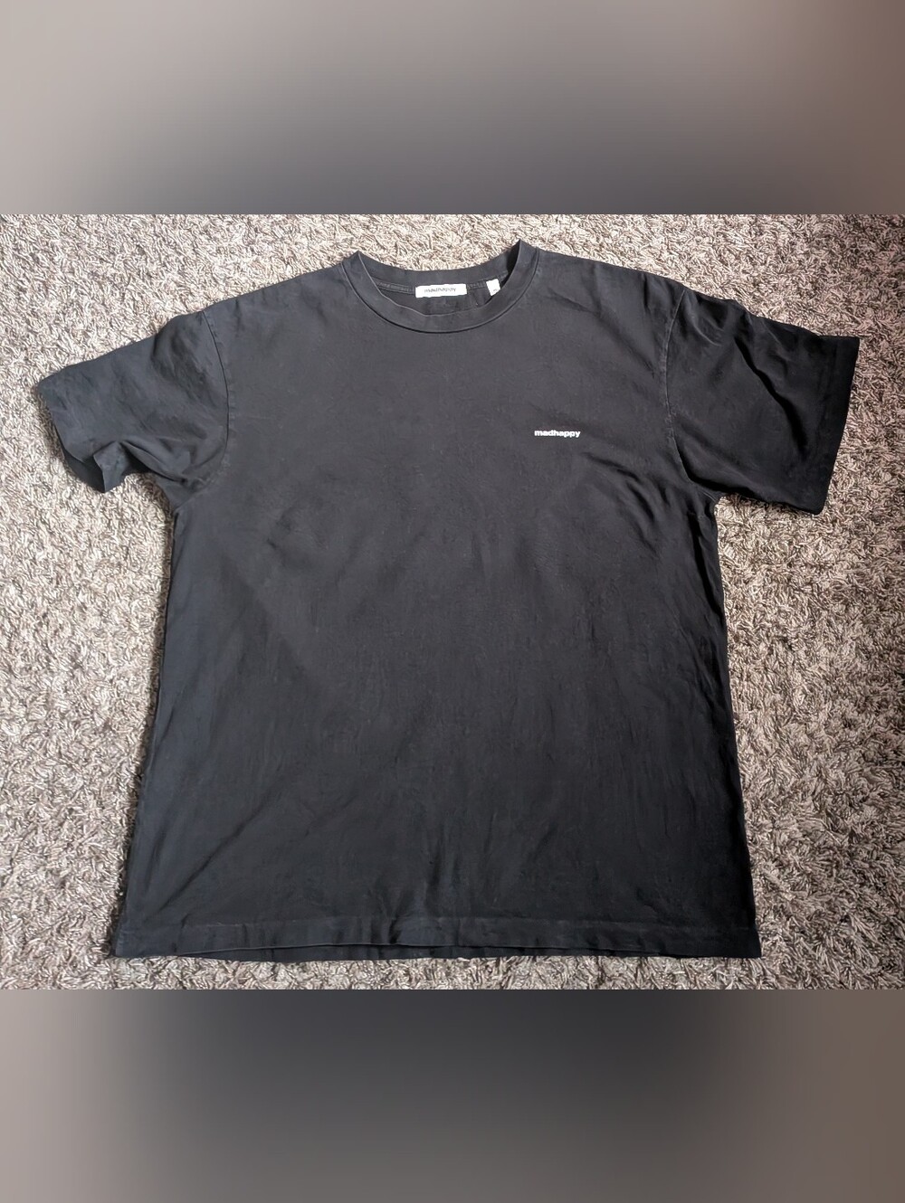 Madhappy Black Corner Logo Cotton Classic Heavyweight Tee Men's XL
